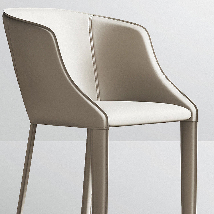 Leather Metal Contemporary Dining Chair Dining Room Solid Back Chair with Arm Clearhalo ' kitchen&dining_furn' 'Dining Chairs' 'Dining Tables & Seating' 'dining_chair' 'furn' 'furn_dining_chair' 'Furniture' 'furniture_dining_chair' 'Kitchen & Dining Furniture' 'kitchen' 4331572