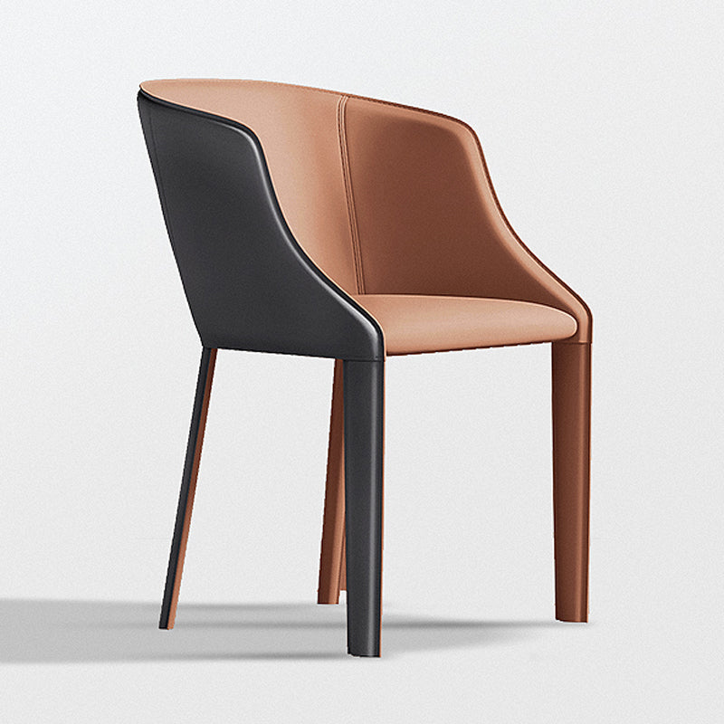 Leather Metal Contemporary Dining Chair Dining Room Solid Back Chair with Arm Black 1 Piece Clearhalo ' kitchen&dining_furn' 'Dining Chairs' 'Dining Tables & Seating' 'dining_chair' 'furn' 'furn_dining_chair' 'Furniture' 'furniture_dining_chair' 'Kitchen & Dining Furniture' 'kitchen' 4331573