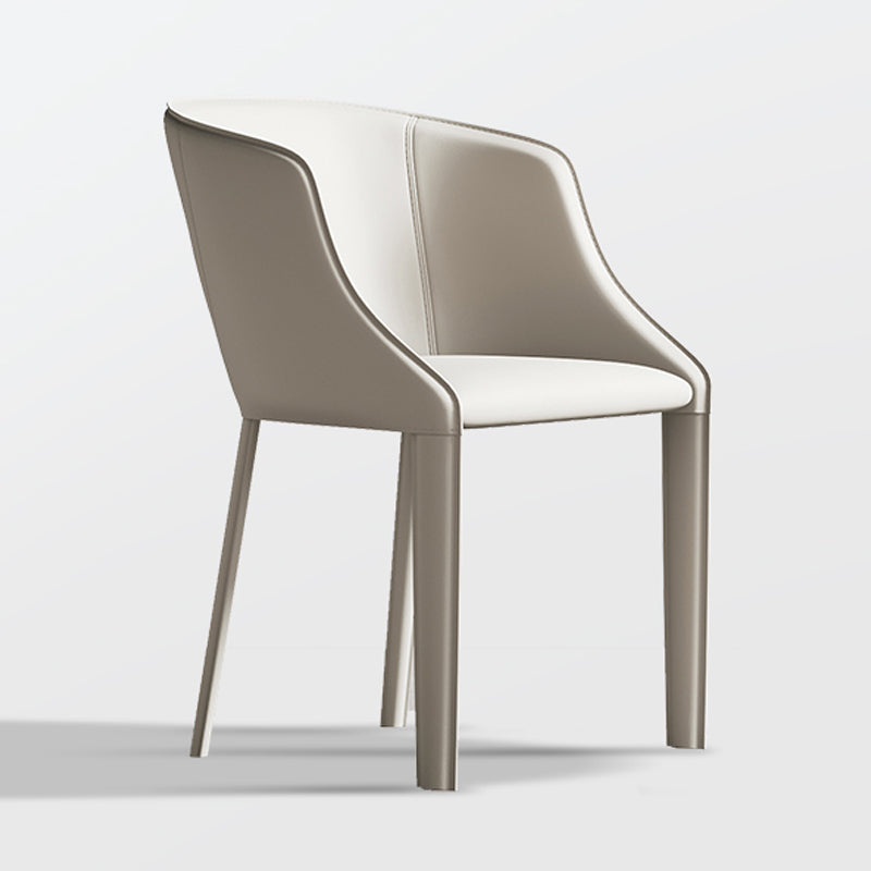 Leather Metal Contemporary Dining Chair Dining Room Solid Back Chair with Arm White 1 Piece Clearhalo ' kitchen&dining_furn' 'Dining Chairs' 'Dining Tables & Seating' 'dining_chair' 'furn' 'furn_dining_chair' 'Furniture' 'furniture_dining_chair' 'Kitchen & Dining Furniture' 'kitchen' 4331574