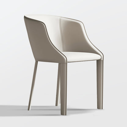 Leather Metal Contemporary Dining Chair Dining Room Solid Back Chair with Arm White 1 Piece Clearhalo ' kitchen&dining_furn' 'Dining Chairs' 'Dining Tables & Seating' 'dining_chair' 'furn' 'furn_dining_chair' 'Furniture' 'furniture_dining_chair' 'Kitchen & Dining Furniture' 'kitchen' 4331574