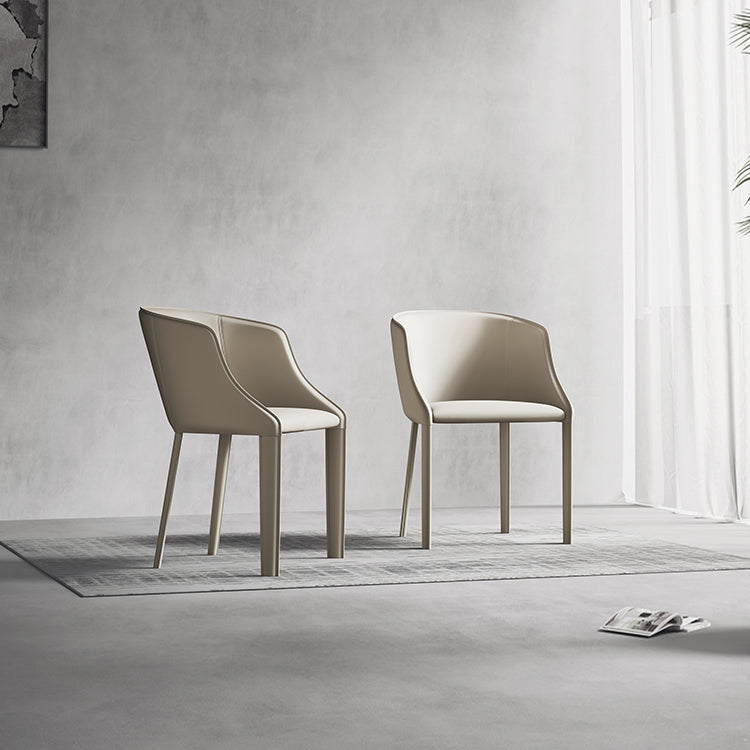 Leather Metal Contemporary Dining Chair Dining Room Solid Back Chair with Arm Clearhalo ' kitchen&dining_furn' 'Dining Chairs' 'Dining Tables & Seating' 'dining_chair' 'furn' 'furn_dining_chair' 'Furniture' 'furniture_dining_chair' 'Kitchen & Dining Furniture' 'kitchen' 4331575