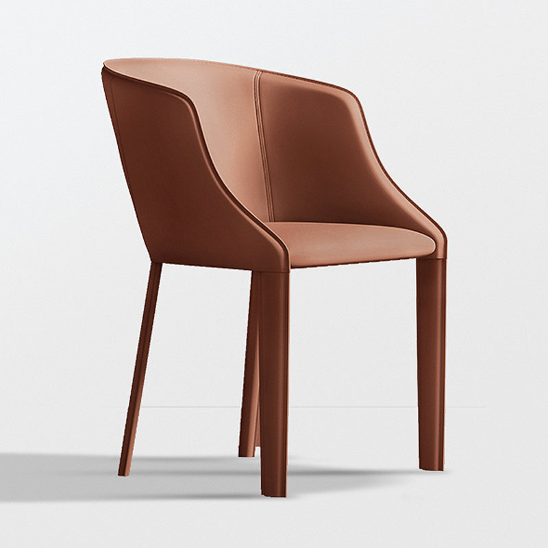 Leather Metal Contemporary Dining Chair Dining Room Solid Back Chair with Arm Orange 1 Piece Clearhalo ' kitchen&dining_furn' 'Dining Chairs' 'Dining Tables & Seating' 'dining_chair' 'furn' 'furn_dining_chair' 'Furniture' 'furniture_dining_chair' 'Kitchen & Dining Furniture' 'kitchen' 4331576