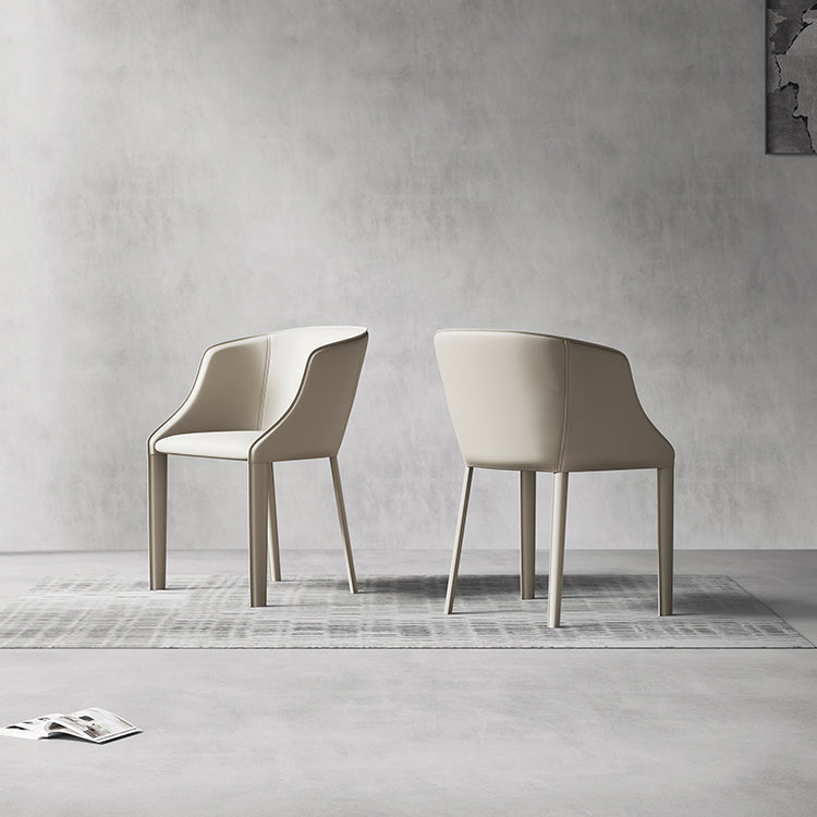 Leather Metal Contemporary Dining Chair Dining Room Solid Back Chair with Arm Clearhalo ' kitchen&dining_furn' 'Dining Chairs' 'Dining Tables & Seating' 'dining_chair' 'furn' 'furn_dining_chair' 'Furniture' 'furniture_dining_chair' 'Kitchen & Dining Furniture' 'kitchen' 4331577