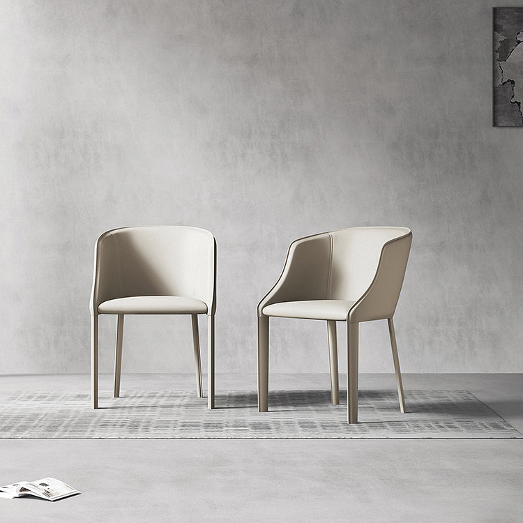 Leather Metal Contemporary Dining Chair Dining Room Solid Back Chair with Arm Clearhalo ' kitchen&dining_furn' 'Dining Chairs' 'Dining Tables & Seating' 'dining_chair' 'furn' 'furn_dining_chair' 'Furniture' 'furniture_dining_chair' 'Kitchen & Dining Furniture' 'kitchen' 4331579