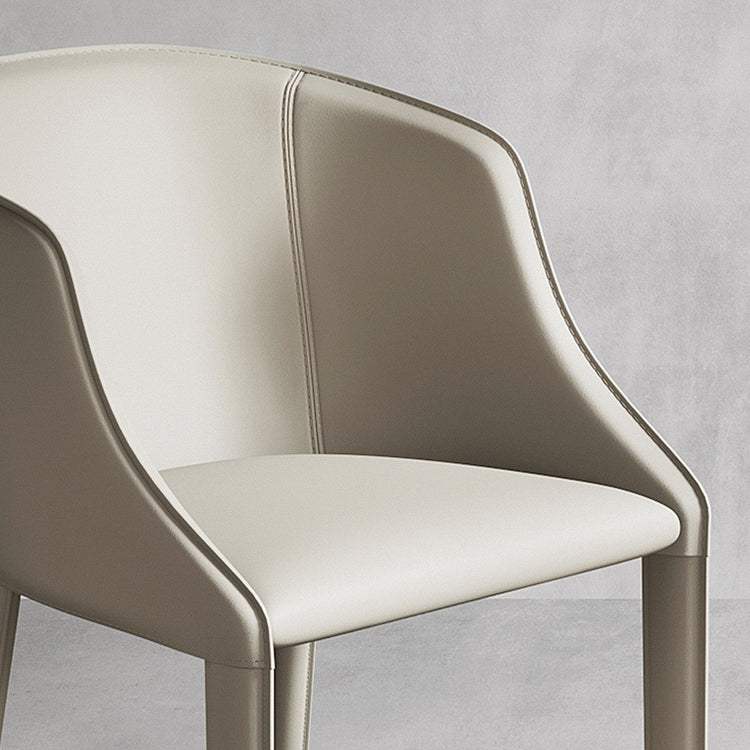 Leather Metal Contemporary Dining Chair Dining Room Solid Back Chair with Arm Clearhalo ' kitchen&dining_furn' 'Dining Chairs' 'Dining Tables & Seating' 'dining_chair' 'furn' 'furn_dining_chair' 'Furniture' 'furniture_dining_chair' 'Kitchen & Dining Furniture' 'kitchen' 4331581