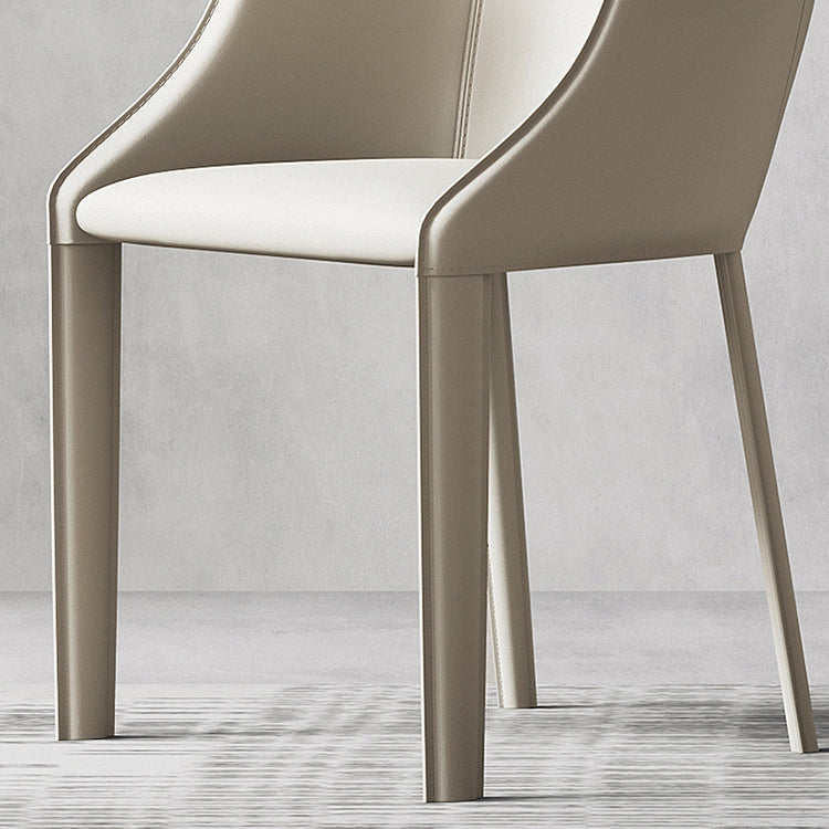 Leather Metal Contemporary Dining Chair Dining Room Solid Back Chair with Arm Clearhalo ' kitchen&dining_furn' 'Dining Chairs' 'Dining Tables & Seating' 'dining_chair' 'furn' 'furn_dining_chair' 'Furniture' 'furniture_dining_chair' 'Kitchen & Dining Furniture' 'kitchen' 4331582