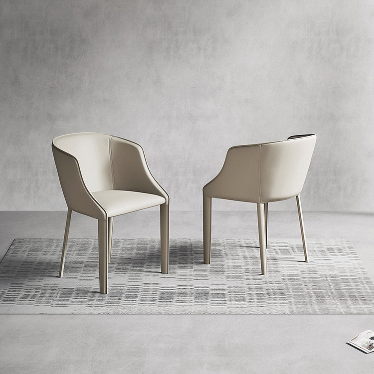 Leather Metal Contemporary Dining Chair Dining Room Solid Back Chair with Arm Clearhalo ' kitchen&dining_furn' 'Dining Chairs' 'Dining Tables & Seating' 'dining_chair' 'furn' 'furn_dining_chair' 'Furniture' 'furniture_dining_chair' 'Kitchen & Dining Furniture' 'kitchen' 4331584