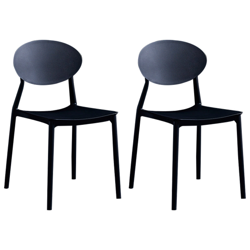 Modern Plastic Dining Room Chair Stacking Dining Armless Chair for Restaurant Use Black 2 Piece Set Clearhalo ' kitchen&dining_furn' 'Dining Chairs' 'Dining Tables & Seating' 'dining_chair' 'furn' 'furn_dining_chair' 'Furniture' 'furniture_dining_chair' 'Kitchen & Dining Furniture' 'kitchen' 4331634