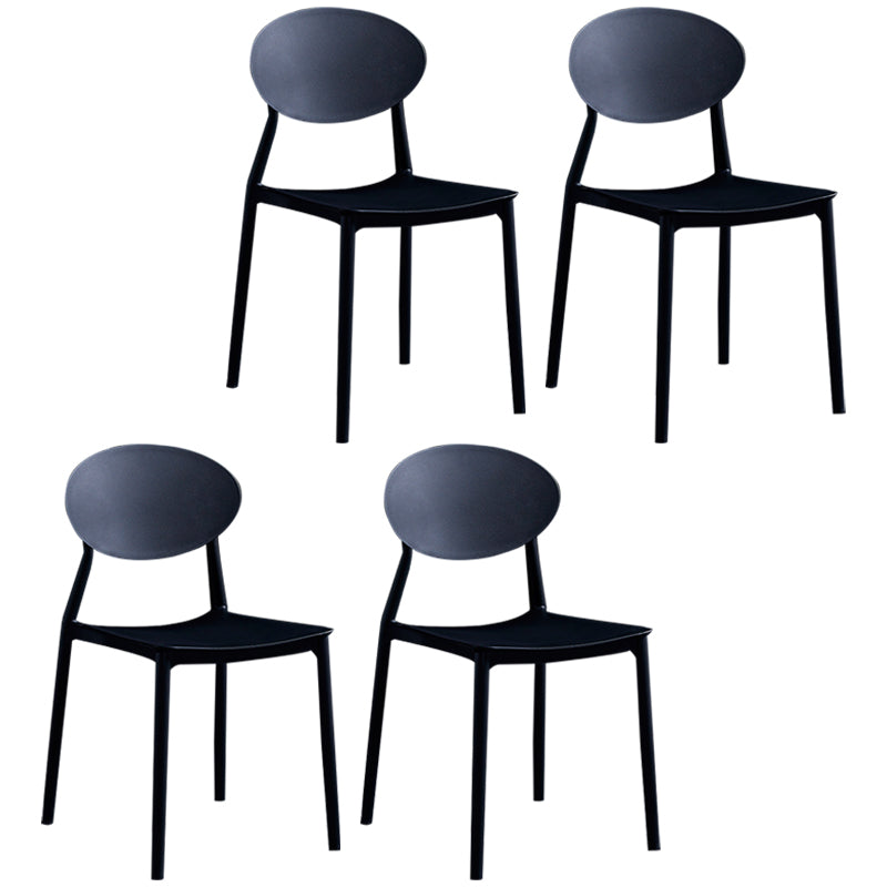 Modern Plastic Dining Room Chair Stacking Dining Armless Chair for Restaurant Use Black 4 Piece Set Clearhalo ' kitchen&dining_furn' 'Dining Chairs' 'Dining Tables & Seating' 'dining_chair' 'furn' 'furn_dining_chair' 'Furniture' 'furniture_dining_chair' 'Kitchen & Dining Furniture' 'kitchen' 4331636