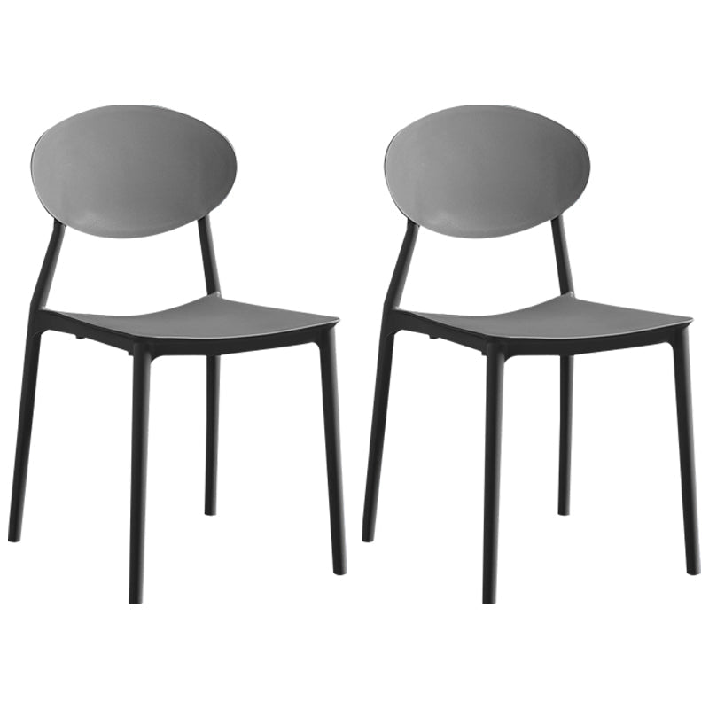 Modern Plastic Dining Room Chair Stacking Dining Armless Chair for Restaurant Use Grey 2 Piece Set Clearhalo ' kitchen&dining_furn' 'Dining Chairs' 'Dining Tables & Seating' 'dining_chair' 'furn' 'furn_dining_chair' 'Furniture' 'furniture_dining_chair' 'Kitchen & Dining Furniture' 'kitchen' 4331640