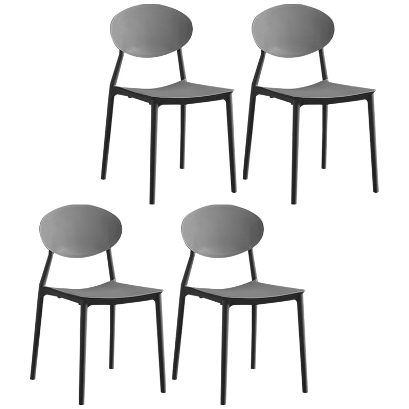 Modern Plastic Dining Room Chair Stacking Dining Armless Chair for Restaurant Use Grey 4 Piece Set Clearhalo ' kitchen&dining_furn' 'Dining Chairs' 'Dining Tables & Seating' 'dining_chair' 'furn' 'furn_dining_chair' 'Furniture' 'furniture_dining_chair' 'Kitchen & Dining Furniture' 'kitchen' 4331643