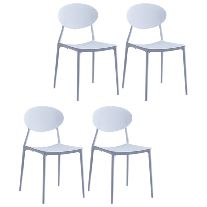 Modern Plastic Dining Room Chair Stacking Dining Armless Chair for Restaurant Use White 4 Piece Set Clearhalo ' kitchen&dining_furn' 'Dining Chairs' 'Dining Tables & Seating' 'dining_chair' 'furn' 'furn_dining_chair' 'Furniture' 'furniture_dining_chair' 'Kitchen & Dining Furniture' 'kitchen' 4331649