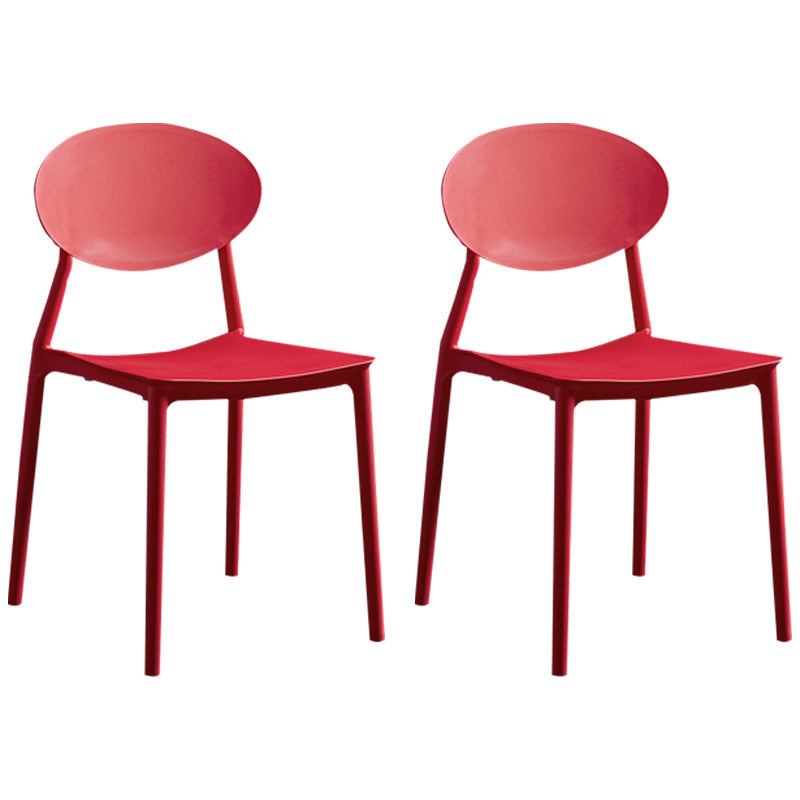 Modern Plastic Dining Room Chair Stacking Dining Armless Chair for Restaurant Use Red 2 Piece Set Clearhalo ' kitchen&dining_furn' 'Dining Chairs' 'Dining Tables & Seating' 'dining_chair' 'furn' 'furn_dining_chair' 'Furniture' 'furniture_dining_chair' 'Kitchen & Dining Furniture' 'kitchen' 4331653