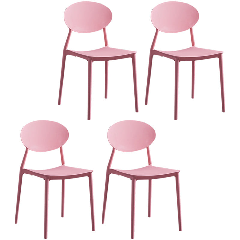 Modern Plastic Dining Room Chair Stacking Dining Armless Chair for Restaurant Use Pink 4 Piece Set Clearhalo ' kitchen&dining_furn' 'Dining Chairs' 'Dining Tables & Seating' 'dining_chair' 'furn' 'furn_dining_chair' 'Furniture' 'furniture_dining_chair' 'Kitchen & Dining Furniture' 'kitchen' 4331657