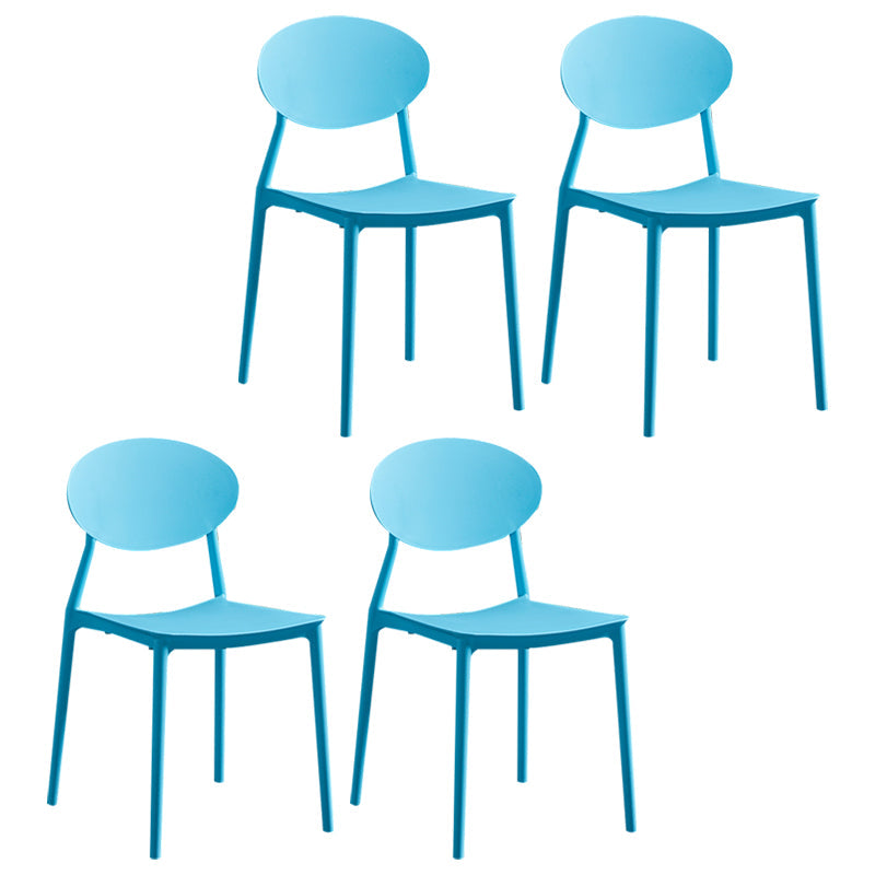 Modern Plastic Dining Room Chair Stacking Dining Armless Chair for Restaurant Use Light Blue 4 Piece Set Clearhalo ' kitchen&dining_furn' 'Dining Chairs' 'Dining Tables & Seating' 'dining_chair' 'furn' 'furn_dining_chair' 'Furniture' 'furniture_dining_chair' 'Kitchen & Dining Furniture' 'kitchen' 4331660