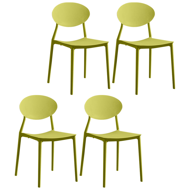 Modern Plastic Dining Room Chair Stacking Dining Armless Chair for Restaurant Use Green 4 Piece Set Clearhalo ' kitchen&dining_furn' 'Dining Chairs' 'Dining Tables & Seating' 'dining_chair' 'furn' 'furn_dining_chair' 'Furniture' 'furniture_dining_chair' 'Kitchen & Dining Furniture' 'kitchen' 4331663