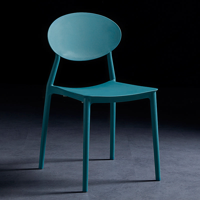 Modern Plastic Dining Room Chair Stacking Dining Armless Chair for Restaurant Use Peacock Blue 1 Piece Clearhalo ' kitchen&dining_furn' 'Dining Chairs' 'Dining Tables & Seating' 'dining_chair' 'furn' 'furn_dining_chair' 'Furniture' 'furniture_dining_chair' 'Kitchen & Dining Furniture' 'kitchen' 4331667
