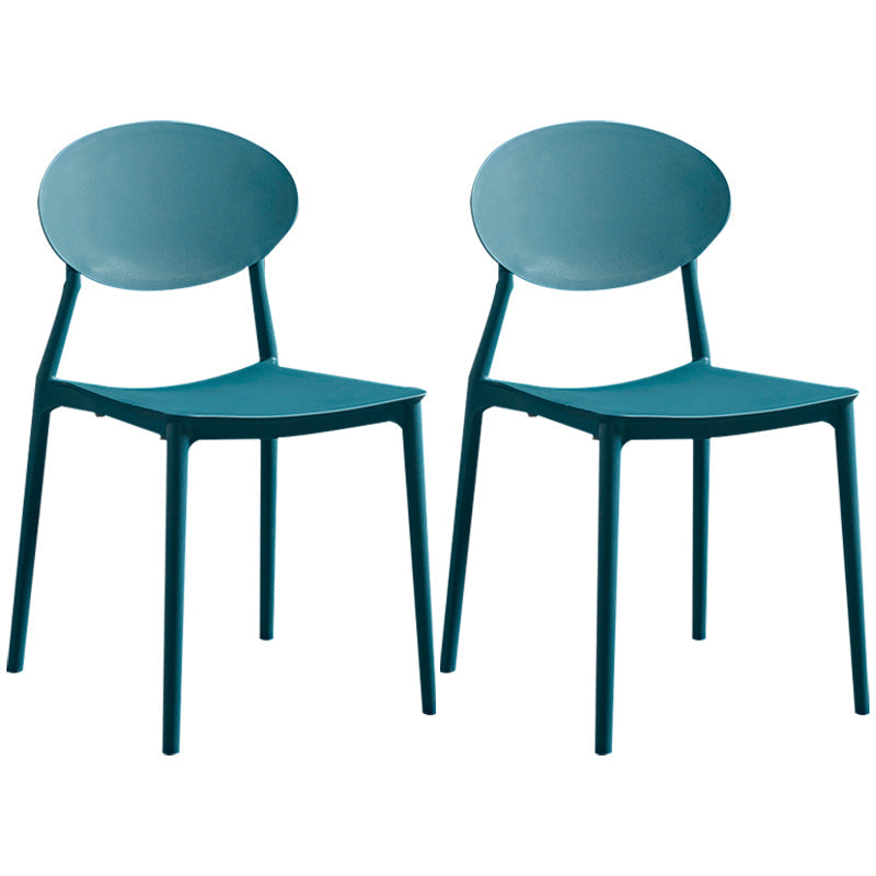 Modern Plastic Dining Room Chair Stacking Dining Armless Chair for Restaurant Use Peacock Blue 2 Piece Set Clearhalo ' kitchen&dining_furn' 'Dining Chairs' 'Dining Tables & Seating' 'dining_chair' 'furn' 'furn_dining_chair' 'Furniture' 'furniture_dining_chair' 'Kitchen & Dining Furniture' 'kitchen' 4331668
