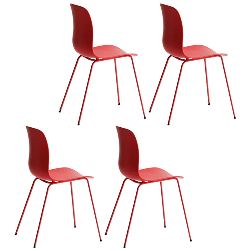 Modern Dining Armless Chair Plastic Dining Chair for Restaurant Use Red 4 Piece Set Clearhalo ' kitchen&dining_furn' 'Dining Chairs' 'Dining Tables & Seating' 'dining_chair' 'furn' 'furn_dining_chair' 'Furniture' 'furniture_dining_chair' 'Kitchen & Dining Furniture' 'kitchen' 4331685