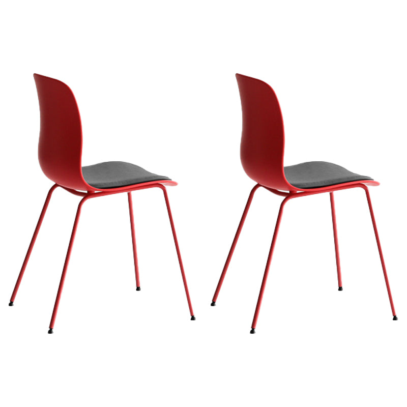 Modern Dining Armless Chair Plastic Dining Chair for Restaurant Use Red-Gray 2 Piece Set Clearhalo ' kitchen&dining_furn' 'Dining Chairs' 'Dining Tables & Seating' 'dining_chair' 'furn' 'furn_dining_chair' 'Furniture' 'furniture_dining_chair' 'Kitchen & Dining Furniture' 'kitchen' 4331695
