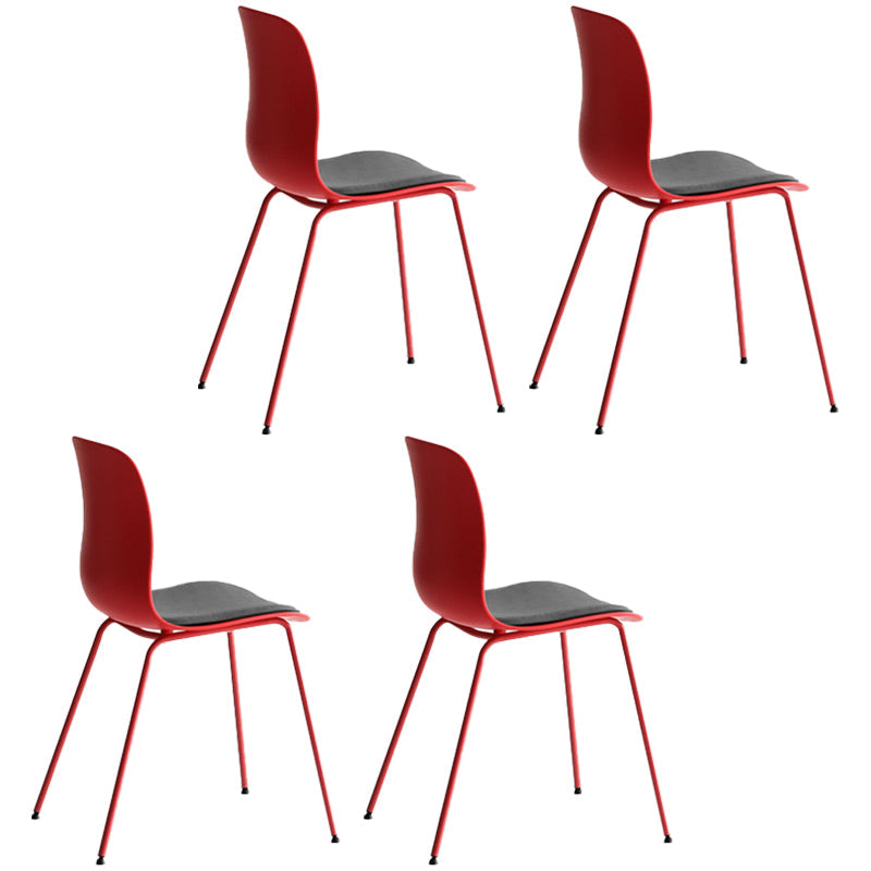 Modern Dining Armless Chair Plastic Dining Chair for Restaurant Use Red-Gray 4 Piece Set Clearhalo ' kitchen&dining_furn' 'Dining Chairs' 'Dining Tables & Seating' 'dining_chair' 'furn' 'furn_dining_chair' 'Furniture' 'furniture_dining_chair' 'Kitchen & Dining Furniture' 'kitchen' 4331697