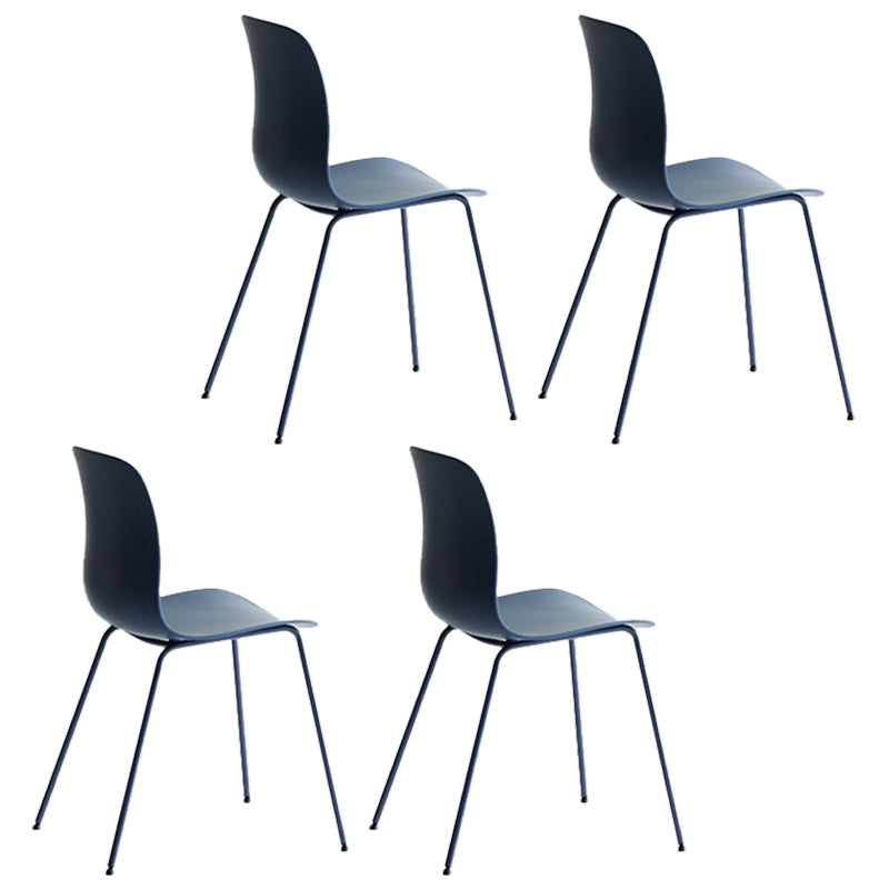 Modern Dining Armless Chair Plastic Dining Chair for Restaurant Use Dark Blue 4 Piece Set Clearhalo ' kitchen&dining_furn' 'Dining Chairs' 'Dining Tables & Seating' 'dining_chair' 'furn' 'furn_dining_chair' 'Furniture' 'furniture_dining_chair' 'Kitchen & Dining Furniture' 'kitchen' 4331703