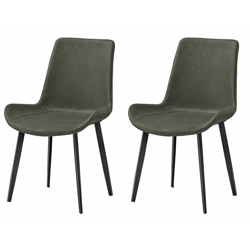 Modern Metal Dining Armless Chair PU Leather Dining Side Chair for Restaurant Use Dark Gray 2 Piece Set Clearhalo ' kitchen&dining_furn' 'Dining Chairs' 'Dining Tables & Seating' 'dining_chair' 'furn' 'furn_dining_chair' 'Furniture' 'furniture_dining_chair' 'Kitchen & Dining Furniture' 'kitchen' 4331710