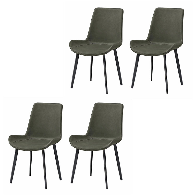 Modern Metal Dining Armless Chair PU Leather Dining Side Chair for Restaurant Use Dark Gray 4 Piece Set Clearhalo ' kitchen&dining_furn' 'Dining Chairs' 'Dining Tables & Seating' 'dining_chair' 'furn' 'furn_dining_chair' 'Furniture' 'furniture_dining_chair' 'Kitchen & Dining Furniture' 'kitchen' 4331711