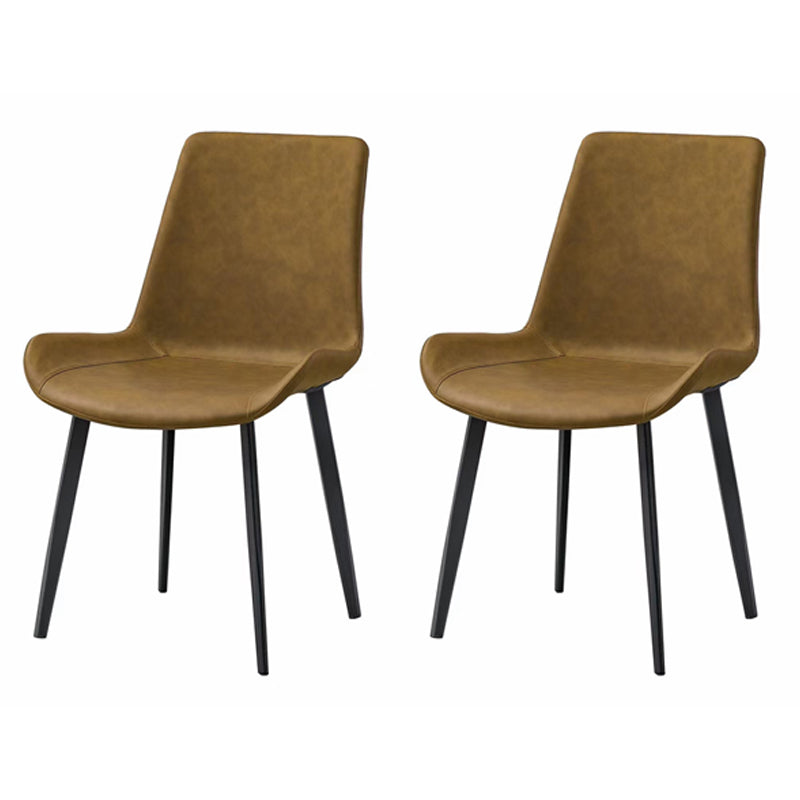 Modern Metal Dining Armless Chair PU Leather Dining Side Chair for Restaurant Use Brown 2 Piece Set Clearhalo ' kitchen&dining_furn' 'Dining Chairs' 'Dining Tables & Seating' 'dining_chair' 'furn' 'furn_dining_chair' 'Furniture' 'furniture_dining_chair' 'Kitchen & Dining Furniture' 'kitchen' 4331713