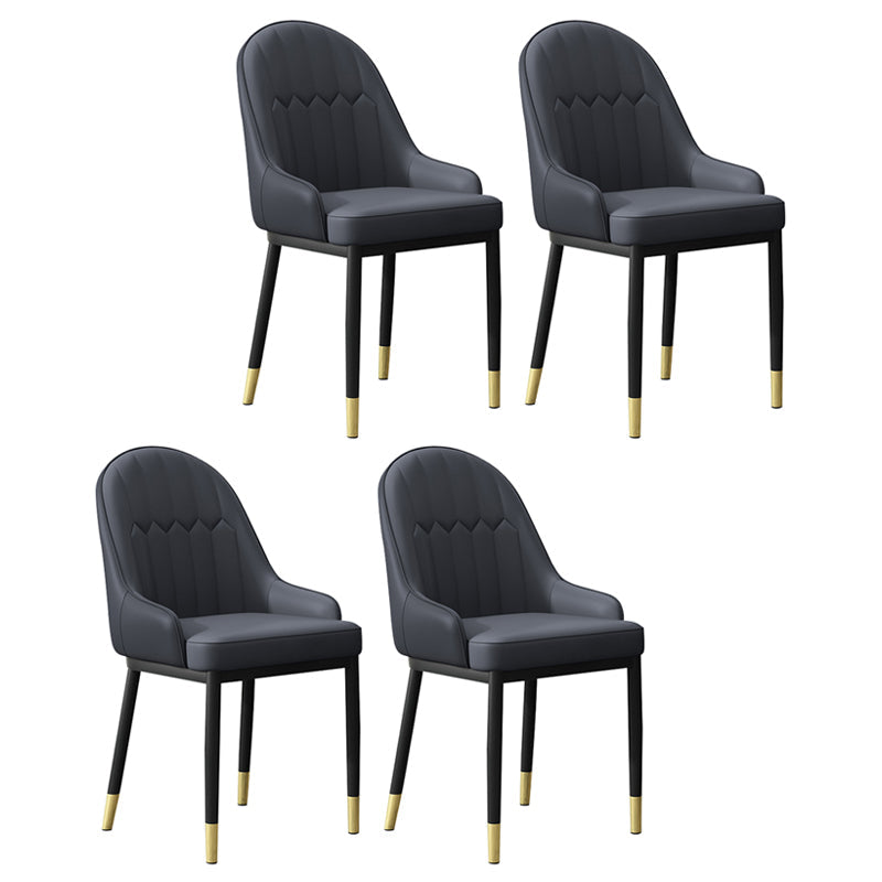 Scandinavian Indoor Arm Chair Metal Upholstered Parsons Dining Room Chair Black 4 Piece Set Clearhalo ' kitchen&dining_furn' 'Dining Chairs' 'Dining Tables & Seating' 'dining_chair' 'furn' 'furn_dining_chair' 'Furniture' 'furniture_dining_chair' 'Kitchen & Dining Furniture' 'kitchen' 4331728