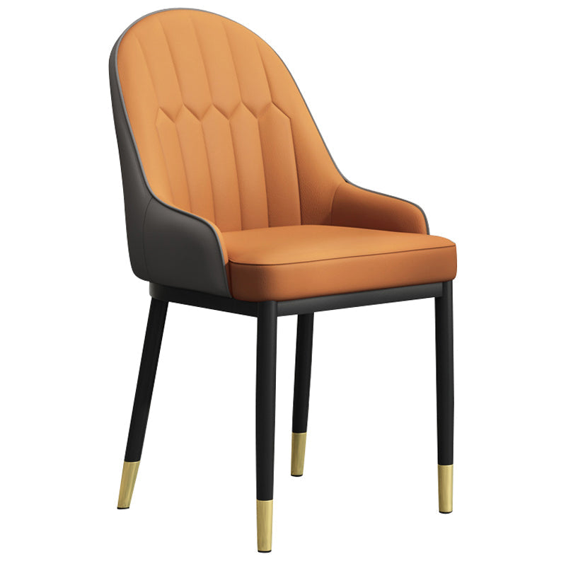 Scandinavian Indoor Arm Chair Metal Upholstered Parsons Dining Room Chair Light Brown 1 Piece Clearhalo ' kitchen&dining_furn' 'Dining Chairs' 'Dining Tables & Seating' 'dining_chair' 'furn' 'furn_dining_chair' 'Furniture' 'furniture_dining_chair' 'Kitchen & Dining Furniture' 'kitchen' 4331737