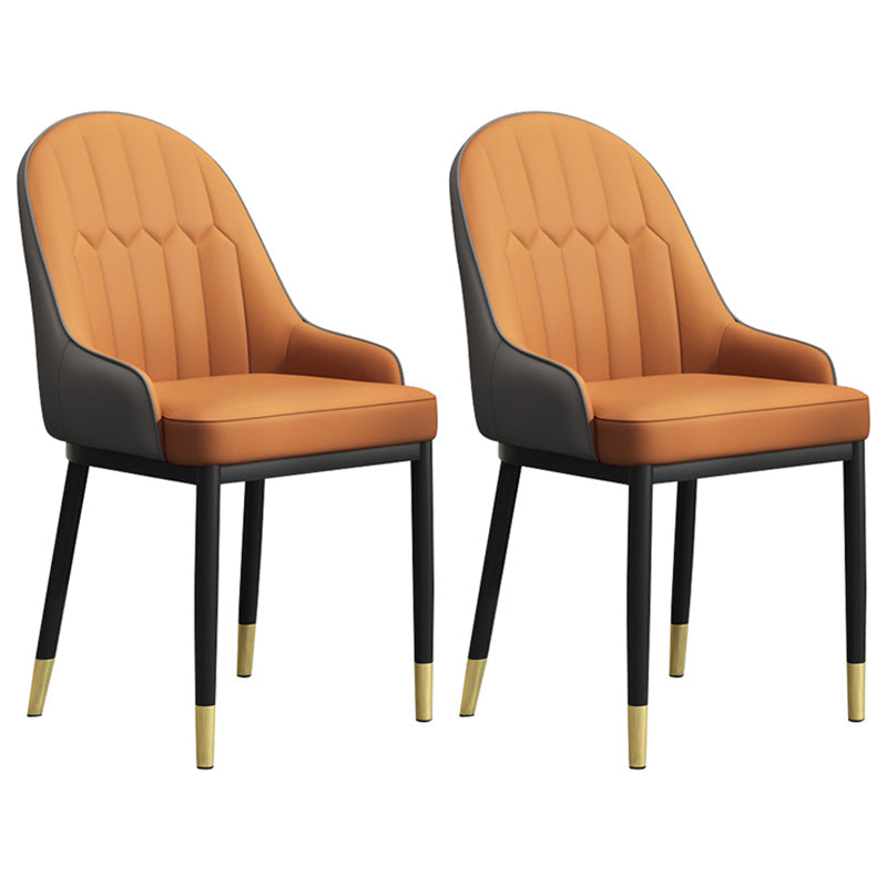 Scandinavian Indoor Arm Chair Metal Upholstered Parsons Dining Room Chair Light Brown 2 Piece Set Clearhalo ' kitchen&dining_furn' 'Dining Chairs' 'Dining Tables & Seating' 'dining_chair' 'furn' 'furn_dining_chair' 'Furniture' 'furniture_dining_chair' 'Kitchen & Dining Furniture' 'kitchen' 4331739