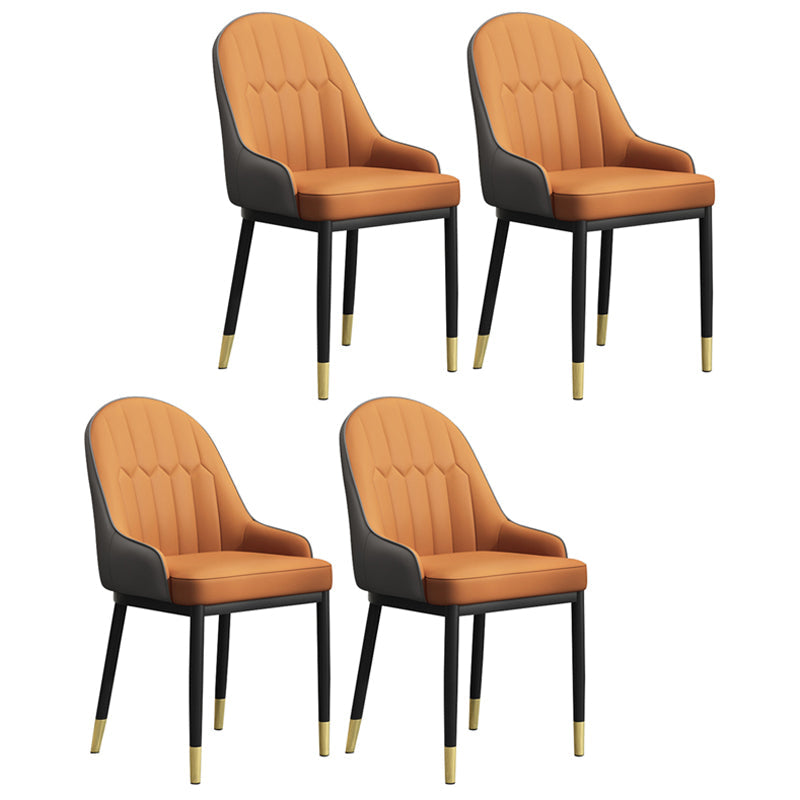 Scandinavian Indoor Arm Chair Metal Upholstered Parsons Dining Room Chair Light Brown 4 Piece Set Clearhalo ' kitchen&dining_furn' 'Dining Chairs' 'Dining Tables & Seating' 'dining_chair' 'furn' 'furn_dining_chair' 'Furniture' 'furniture_dining_chair' 'Kitchen & Dining Furniture' 'kitchen' 4331740