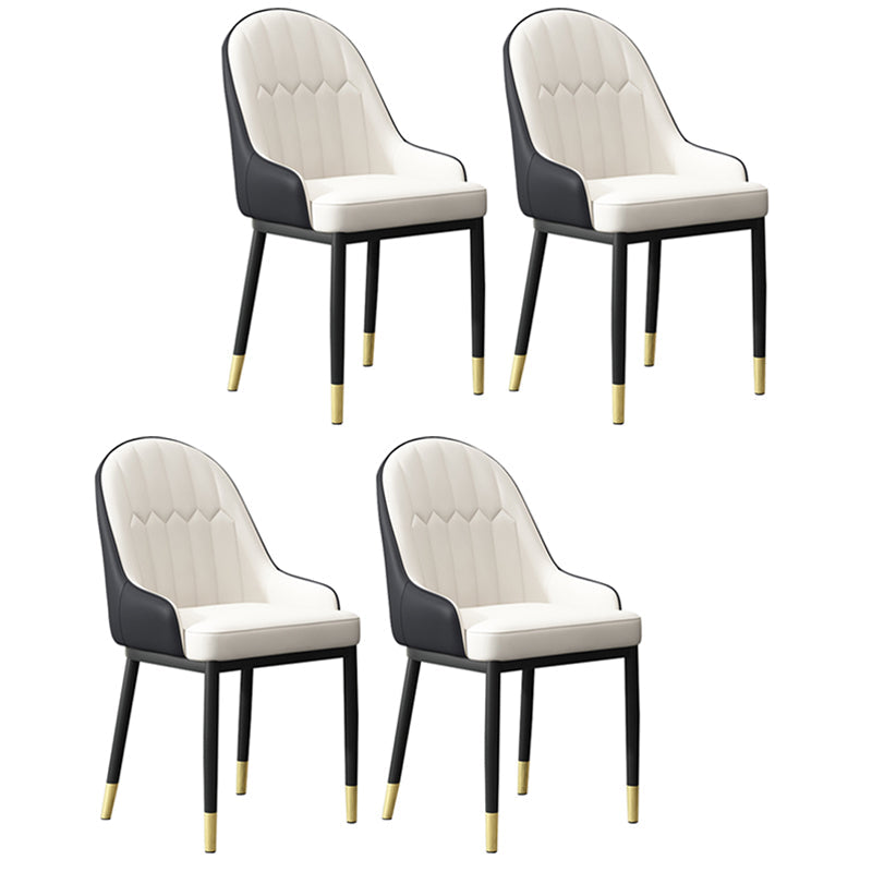 Scandinavian Indoor Arm Chair Metal Upholstered Parsons Dining Room Chair White-Black 4 Piece Set Clearhalo ' kitchen&dining_furn' 'Dining Chairs' 'Dining Tables & Seating' 'dining_chair' 'furn' 'furn_dining_chair' 'Furniture' 'furniture_dining_chair' 'Kitchen & Dining Furniture' 'kitchen' 4331746