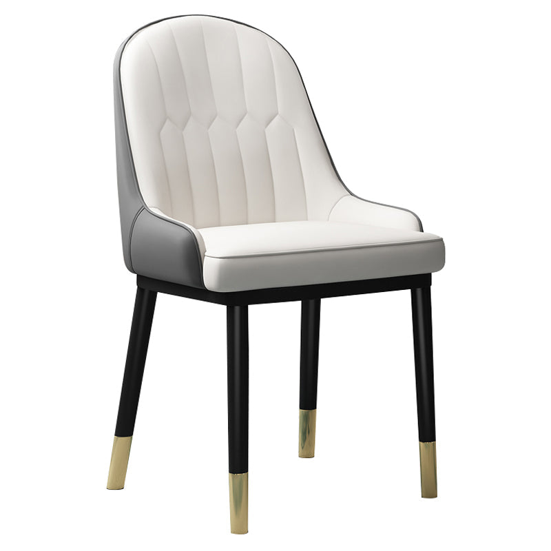 Scandinavian Indoor Arm Chair Metal Upholstered Parsons Dining Room Chair Gray-White 1 Piece Clearhalo ' kitchen&dining_furn' 'Dining Chairs' 'Dining Tables & Seating' 'dining_chair' 'furn' 'furn_dining_chair' 'Furniture' 'furniture_dining_chair' 'Kitchen & Dining Furniture' 'kitchen' 4331750