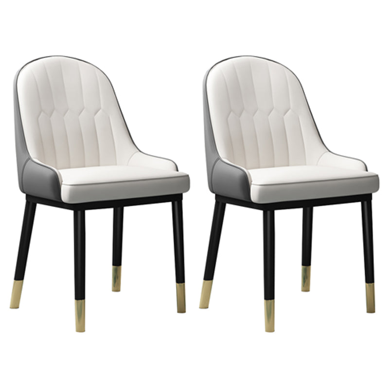 Scandinavian Indoor Arm Chair Metal Upholstered Parsons Dining Room Chair Gray-White 2 Piece Set Clearhalo ' kitchen&dining_furn' 'Dining Chairs' 'Dining Tables & Seating' 'dining_chair' 'furn' 'furn_dining_chair' 'Furniture' 'furniture_dining_chair' 'Kitchen & Dining Furniture' 'kitchen' 4331751