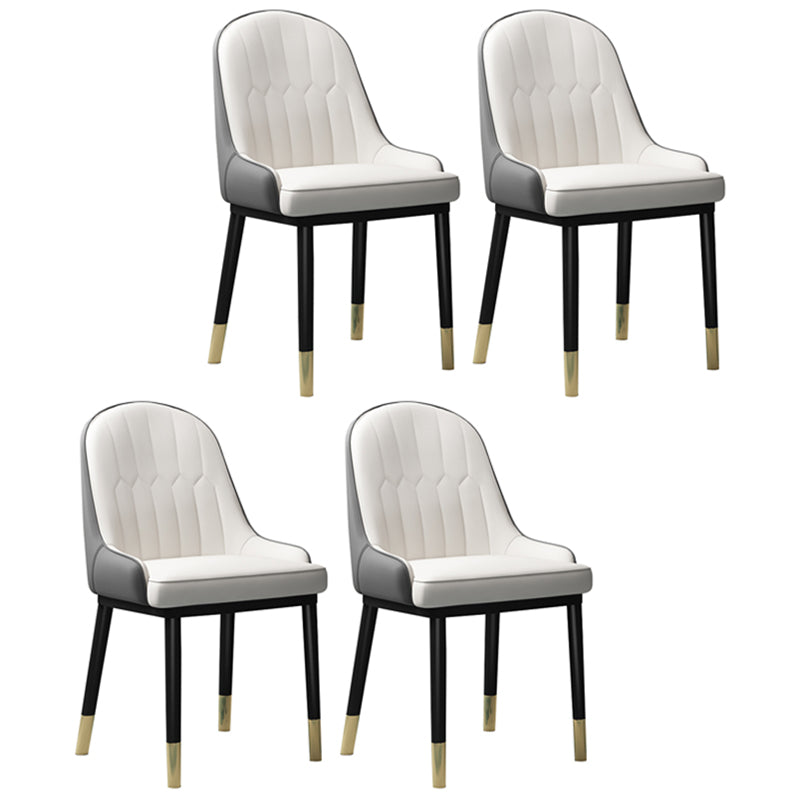 Scandinavian Indoor Arm Chair Metal Upholstered Parsons Dining Room Chair Gray-White 4 Piece Set Clearhalo ' kitchen&dining_furn' 'Dining Chairs' 'Dining Tables & Seating' 'dining_chair' 'furn' 'furn_dining_chair' 'Furniture' 'furniture_dining_chair' 'Kitchen & Dining Furniture' 'kitchen' 4331752