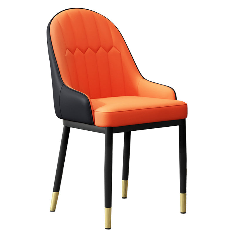 Scandinavian Indoor Arm Chair Metal Upholstered Parsons Dining Room Chair Orange Black 1 Piece Clearhalo ' kitchen&dining_furn' 'Dining Chairs' 'Dining Tables & Seating' 'dining_chair' 'furn' 'furn_dining_chair' 'Furniture' 'furniture_dining_chair' 'Kitchen & Dining Furniture' 'kitchen' 4331753
