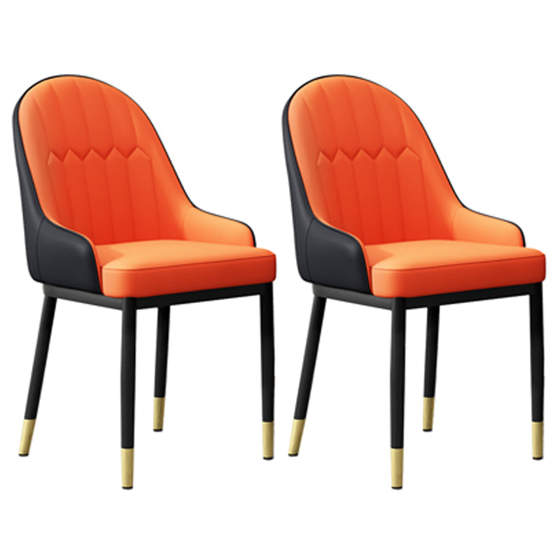 Scandinavian Indoor Arm Chair Metal Upholstered Parsons Dining Room Chair Orange Black 2 Piece Set Clearhalo ' kitchen&dining_furn' 'Dining Chairs' 'Dining Tables & Seating' 'dining_chair' 'furn' 'furn_dining_chair' 'Furniture' 'furniture_dining_chair' 'Kitchen & Dining Furniture' 'kitchen' 4331754