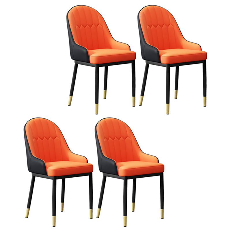 Scandinavian Indoor Arm Chair Metal Upholstered Parsons Dining Room Chair Orange Black 4 Piece Set Clearhalo ' kitchen&dining_furn' 'Dining Chairs' 'Dining Tables & Seating' 'dining_chair' 'furn' 'furn_dining_chair' 'Furniture' 'furniture_dining_chair' 'Kitchen & Dining Furniture' 'kitchen' 4331755