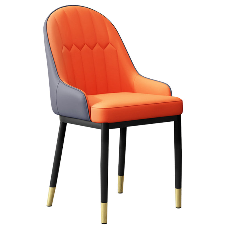 Scandinavian Indoor Arm Chair Metal Upholstered Parsons Dining Room Chair Orange-Gray 1 Piece Clearhalo ' kitchen&dining_furn' 'Dining Chairs' 'Dining Tables & Seating' 'dining_chair' 'furn' 'furn_dining_chair' 'Furniture' 'furniture_dining_chair' 'Kitchen & Dining Furniture' 'kitchen' 4331756