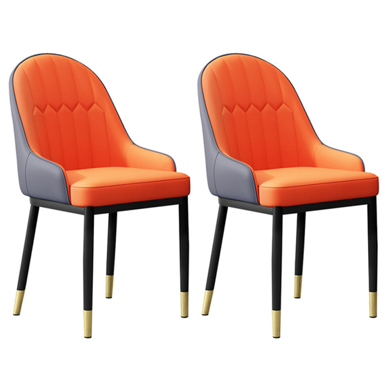 Scandinavian Indoor Arm Chair Metal Upholstered Parsons Dining Room Chair Orange-Gray 2 Piece Set Clearhalo ' kitchen&dining_furn' 'Dining Chairs' 'Dining Tables & Seating' 'dining_chair' 'furn' 'furn_dining_chair' 'Furniture' 'furniture_dining_chair' 'Kitchen & Dining Furniture' 'kitchen' 4331757