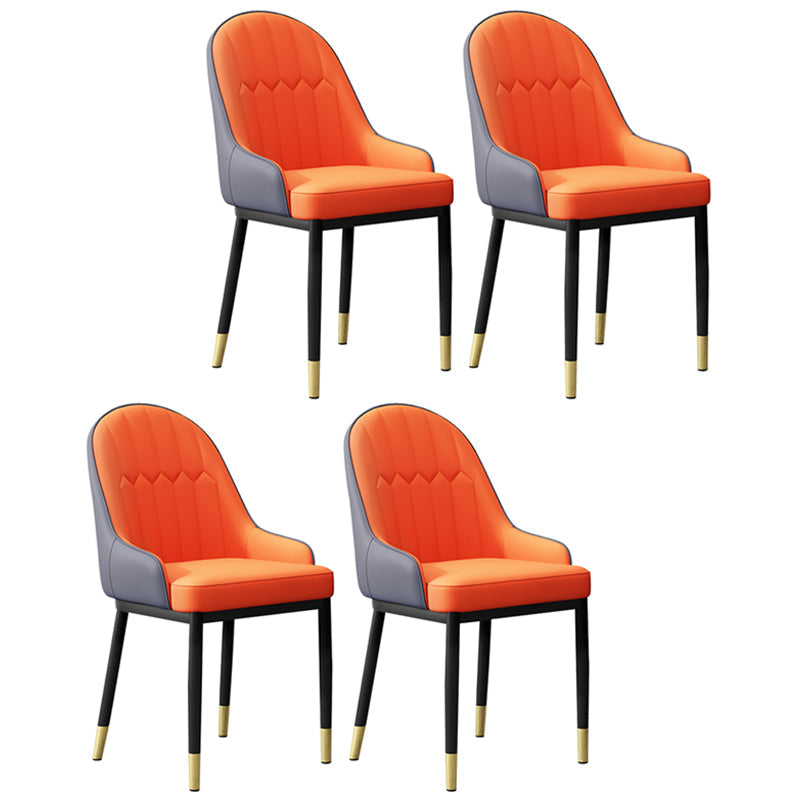 Scandinavian Indoor Arm Chair Metal Upholstered Parsons Dining Room Chair Orange-Gray 4 Piece Set Clearhalo ' kitchen&dining_furn' 'Dining Chairs' 'Dining Tables & Seating' 'dining_chair' 'furn' 'furn_dining_chair' 'Furniture' 'furniture_dining_chair' 'Kitchen & Dining Furniture' 'kitchen' 4331758