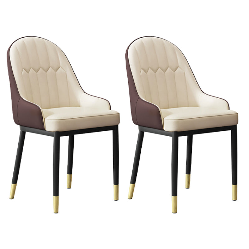 Scandinavian Indoor Arm Chair Metal Upholstered Parsons Dining Room Chair Off-White 2 Piece Set Clearhalo ' kitchen&dining_furn' 'Dining Chairs' 'Dining Tables & Seating' 'dining_chair' 'furn' 'furn_dining_chair' 'Furniture' 'furniture_dining_chair' 'Kitchen & Dining Furniture' 'kitchen' 4331760