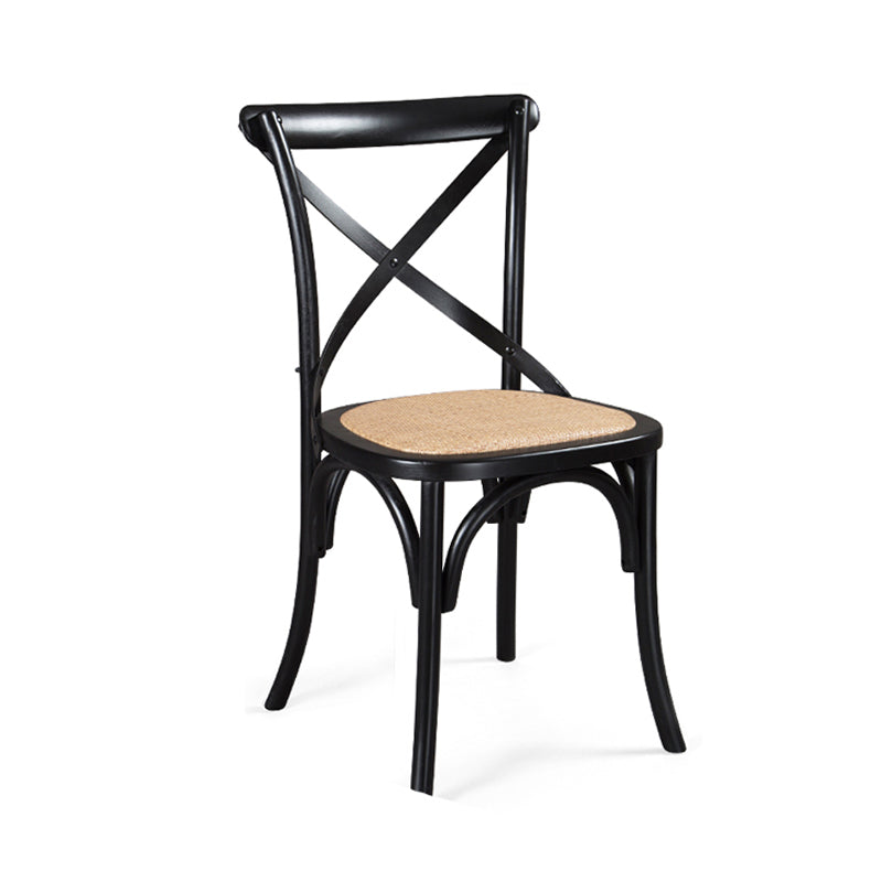 Wood Wicker Traditional Dining Chair Dining Room Armless Cross Back Chair Black 1 Piece Clearhalo ' kitchen&dining_furn' 'Dining Chairs' 'Dining Tables & Seating' 'dining_chair' 'furn' 'furn_dining_chair' 'Furniture' 'furniture_dining_chair' 'Kitchen & Dining Furniture' 'kitchen' 4331764