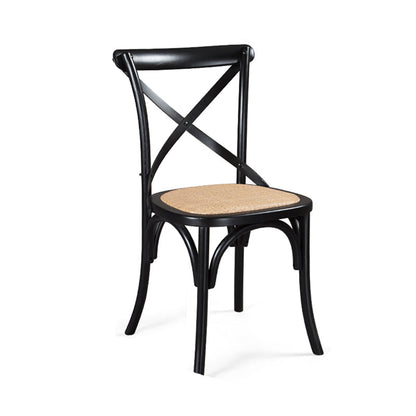 Wood Wicker Traditional Dining Chair Dining Room Armless Cross Back Chair Black 1 Piece Clearhalo ' kitchen&dining_furn' 'Dining Chairs' 'Dining Tables & Seating' 'dining_chair' 'furn' 'furn_dining_chair' 'Furniture' 'furniture_dining_chair' 'Kitchen & Dining Furniture' 'kitchen' 4331764