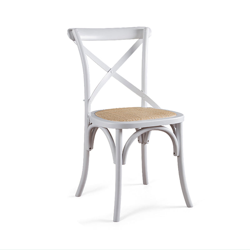 Wood Wicker Traditional Dining Chair Dining Room Armless Cross Back Chair White 1 Piece Clearhalo ' kitchen&dining_furn' 'Dining Chairs' 'Dining Tables & Seating' 'dining_chair' 'furn' 'furn_dining_chair' 'Furniture' 'furniture_dining_chair' 'Kitchen & Dining Furniture' 'kitchen' 4331765