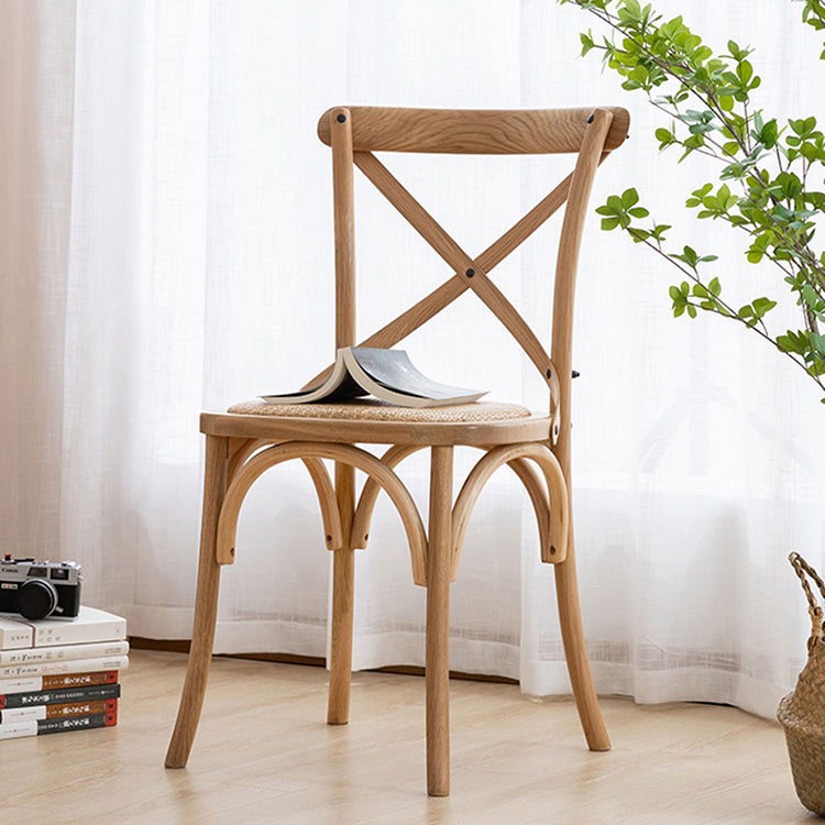 Wood Wicker Traditional Dining Chair Dining Room Armless Cross Back Chair Clearhalo ' kitchen&dining_furn' 'Dining Chairs' 'Dining Tables & Seating' 'dining_chair' 'furn' 'furn_dining_chair' 'Furniture' 'furniture_dining_chair' 'Kitchen & Dining Furniture' 'kitchen' 4331775