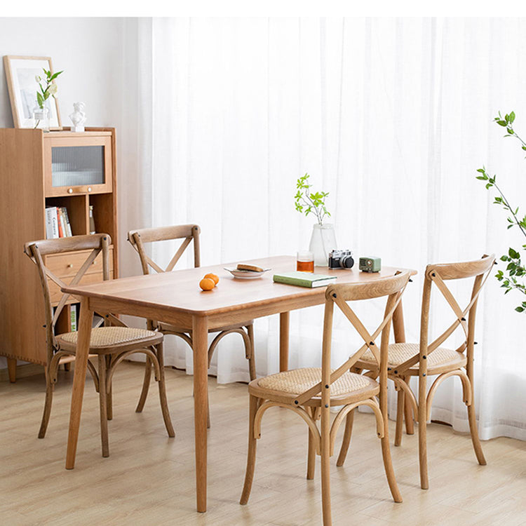 Wood Wicker Traditional Dining Chair Dining Room Armless Cross Back Chair Clearhalo ' kitchen&dining_furn' 'Dining Chairs' 'Dining Tables & Seating' 'dining_chair' 'furn' 'furn_dining_chair' 'Furniture' 'furniture_dining_chair' 'Kitchen & Dining Furniture' 'kitchen' 4331776