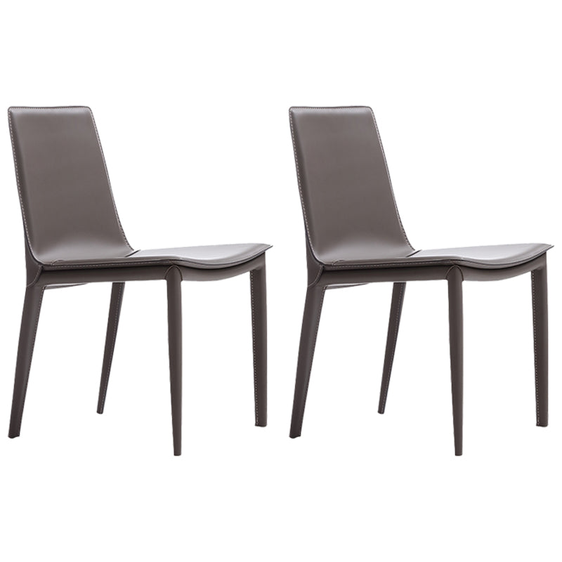 Modern Leather Dining Chairs Armless Dining Chair for Restaurant Use Light Gray 2 Piece Set Clearhalo ' kitchen&dining_furn' 'Dining Chairs' 'Dining Tables & Seating' 'dining_chair' 'furn' 'furn_dining_chair' 'Furniture' 'furniture_dining_chair' 'Kitchen & Dining Furniture' 'kitchen' 4331792